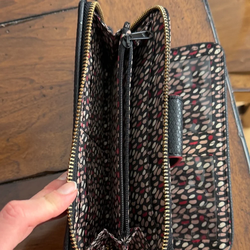 Vera Bradley Black and Pink Patterned Wallet